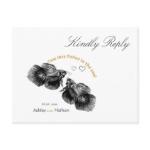 Elegant Zwart Goud Waterverf Vis Bruiloft