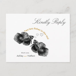 Elegant Zwart Goud Waterverf Vis Bruiloft Briefkaart