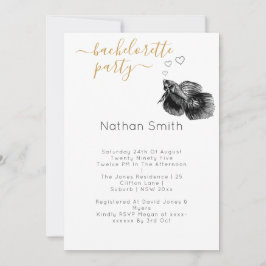 Elegant Zwart Goud Waterverf Vis Bruiloft Kaart