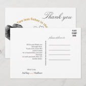 Elegant Zwart Goud Waterverf Vis Bruiloft Kaart (Voorkant / Achterkant)