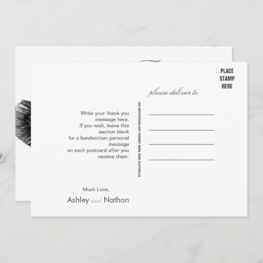 Elegant Zwart Goud Waterverf Vis Bruiloft Kaart (Voorkant / Achterkant)