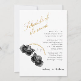 Elegant Zwart Goud Waterverf Vis Bruiloft Kaart