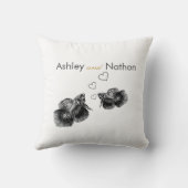 Elegant Zwart Goud Waterverf Vis Bruiloft Kussen (Achterkant)