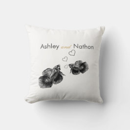 Elegant Zwart Goud Waterverf Vis Bruiloft Kussen