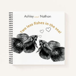 Elegant Zwart Goud Waterverf Vis Bruiloft Notitieboek