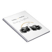 Elegant Zwart Goud Waterverf Vis Bruiloft Notitieboek (Rechterzijde)