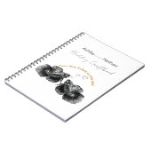 Elegant Zwart Goud Waterverf Vis Bruiloft Notitieboek (Linkerzijde)