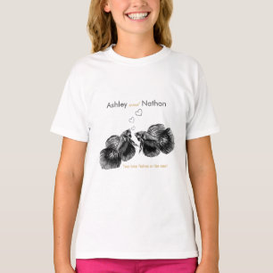 Elegant Zwart Goud Waterverf Vis Bruiloft T-shirt