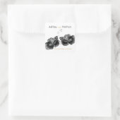 Elegant Zwart Goud Waterverf Vis Bruiloft Vierkante Sticker (Tas)