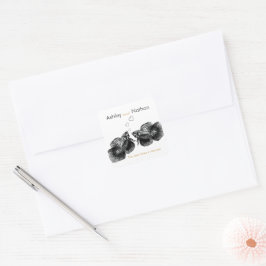 Elegant Zwart Goud Waterverf Vis Bruiloft Vierkante Sticker