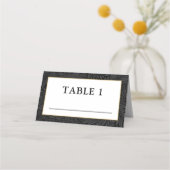 Elegant Zwart Goud Wit Botanisch Plaatskaartje (Voorkant)