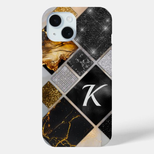 Elegant zwart goud zilver geometrisch Case-Mate iPhone case (Achterkant)