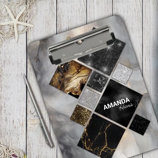 Elegant zwart goud zilver geometrisch klembord