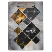 Elegant zwart goud zilver geometrisch klembord (Voorkant)