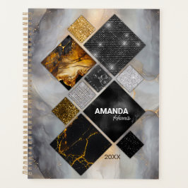 Elegant zwart goud zilver geometrisch planner