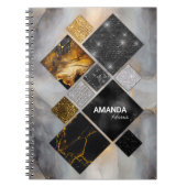 Elegant zwart goud zilver geometrisch schetsboek notitieboek (Voorkant)