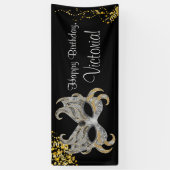 Elegant Zwart Goud Zilver Masker Feest Spandoek (Verticaal)