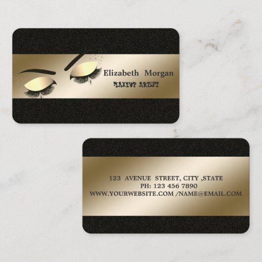 Elegant, zwart, goudas, makreelartiest visitekaartje (Voorkant / Achterkant)