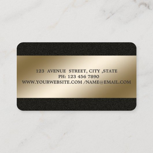 Elegant, zwart, goudas, makreelartiest visitekaartje (Achterkant)