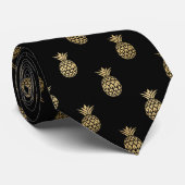 elegant zwart goudbetegeld anananaspatroon stropdas (Opgerold)
