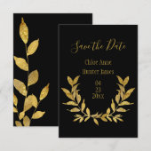 Elegant zwart goudblauw Modern Minimalistisch Save The Date (Voorkant / Achterkant)