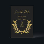 Elegant zwart goudblauw Modern Minimalistisch Save The Date<br><div class="desc">Prachtige zwarte met goudbladglitteraccenten die een minimalistische en eenvoudige bruiloft "sparen de date" inhouden,  chic en elegant. Faux goud. Eenvoudige elegantie op zijn best... </div>