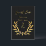 Elegant zwart goudblauw Modern Minimalistisch Save The Date<br><div class="desc">Prachtige zwarte met goudbladglitteraccenten die een minimalistische en eenvoudige bruiloft "sparen de date" inhouden,  chic en elegant. Faux goud. Eenvoudige elegantie op zijn best... </div>