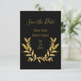 Elegant zwart goudblauw Modern Minimalistisch Save The Date