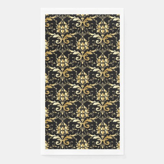 Elegant zwart-gouddamasje servet (Voorkant)