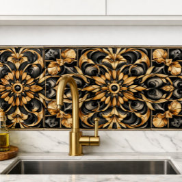 Elegant Zwart Gouden Accent Tegeltje