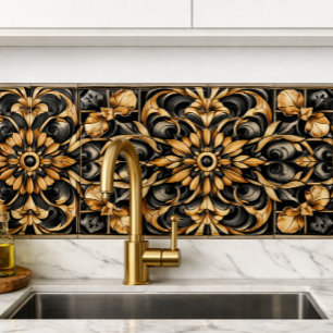 Elegant Zwart Gouden Accent Tegeltje