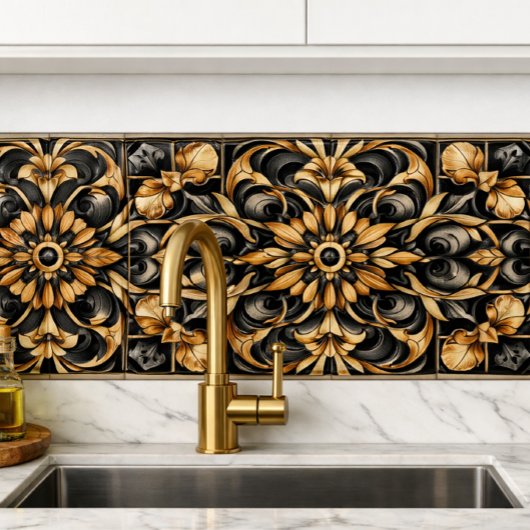 Elegant Zwart Gouden Accent Tegeltje