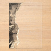 Elegant zwart gouden agaat bruiloft monogram acryl uitnodigingen (Voorkant)