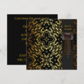Elegant zwart-gouden Art Deco-feest Kaart (Voorkant / Achterkant)