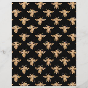 Elegant Zwart Gouden Bijen Patroon Scrapbook Papie
