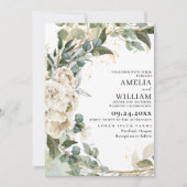 Elegant zwart gouden blad Eucalyptus Bruiloft Kaart (Voorkant)