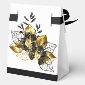 Elegant zwart & gouden bloem feest ter gelegenheid bedankdoosjes (Achterkant)