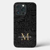 Elegant zwart gouden bloemenscript monogram Case-Mate iPhone case (Achterkant)