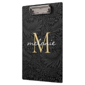 Elegant zwart gouden bloemenscript monogram klembord (Links)