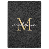 Elegant zwart gouden bloemenscript monogram klembord (Achterkant)