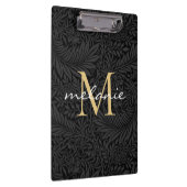 Elegant zwart gouden bloemenscript monogram klembord (Rechts)