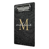 Elegant zwart gouden bloemenscript monogram mini klembord (Angled2)