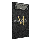 Elegant zwart gouden bloemenscript monogram mini klembord (Schuin)