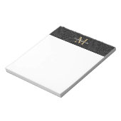 Elegant zwart gouden bloemenscript monogram notitieblok (Linkerzijde)