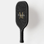 Elegant zwart gouden bloemenscript monogram pickleball paddle (Links)