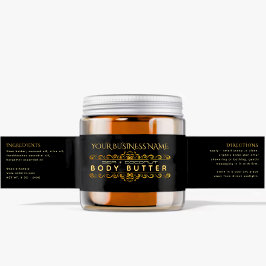 Elegant zwart gouden cosmeticapot verpakkingsetike waterfles etiket