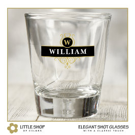 Elegant zwart gouden embleem gepersonaliseerd shot glas