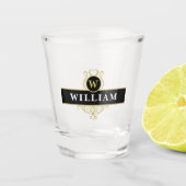 Elegant zwart gouden embleem gepersonaliseerd shot glas (Voorkant)