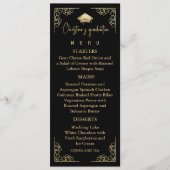 Elegant Zwart Gouden folie Afstuderen Menu (Voorkant)