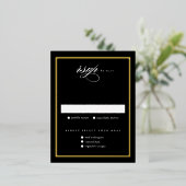 Elegant Zwart Gouden Folie Bruiloft RSVP Kaarten (Staand Voorkant)